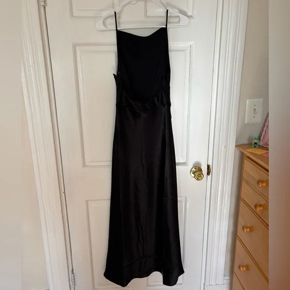 Abercrombie & Fitch Black High Neck Satin Maxi Dress - Picture 2 of 7